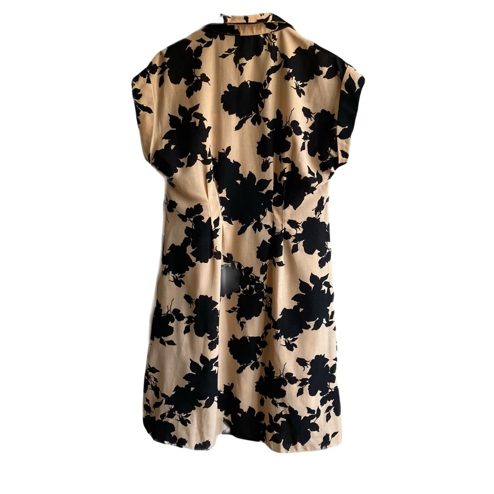 Julia Jordan Spread Collar Button Front Shirt Dress Size 10 Tan Floral Pockets - Picture 10 of 15